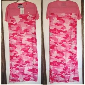 NWT Diamond Supply Co. Serif Knit Maxi Dress Pink and White Camo sz XS